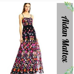 Aidan mattox embroidery flower dress